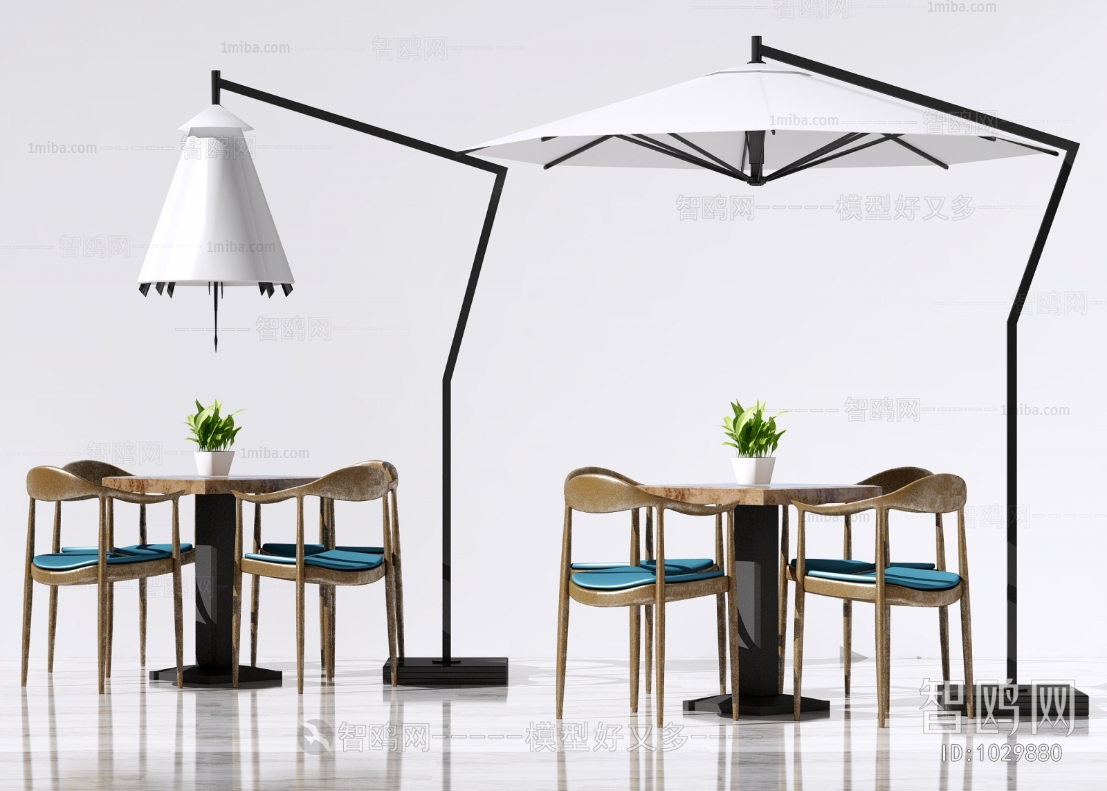 新中式休闲休闲桌椅 遮阳伞