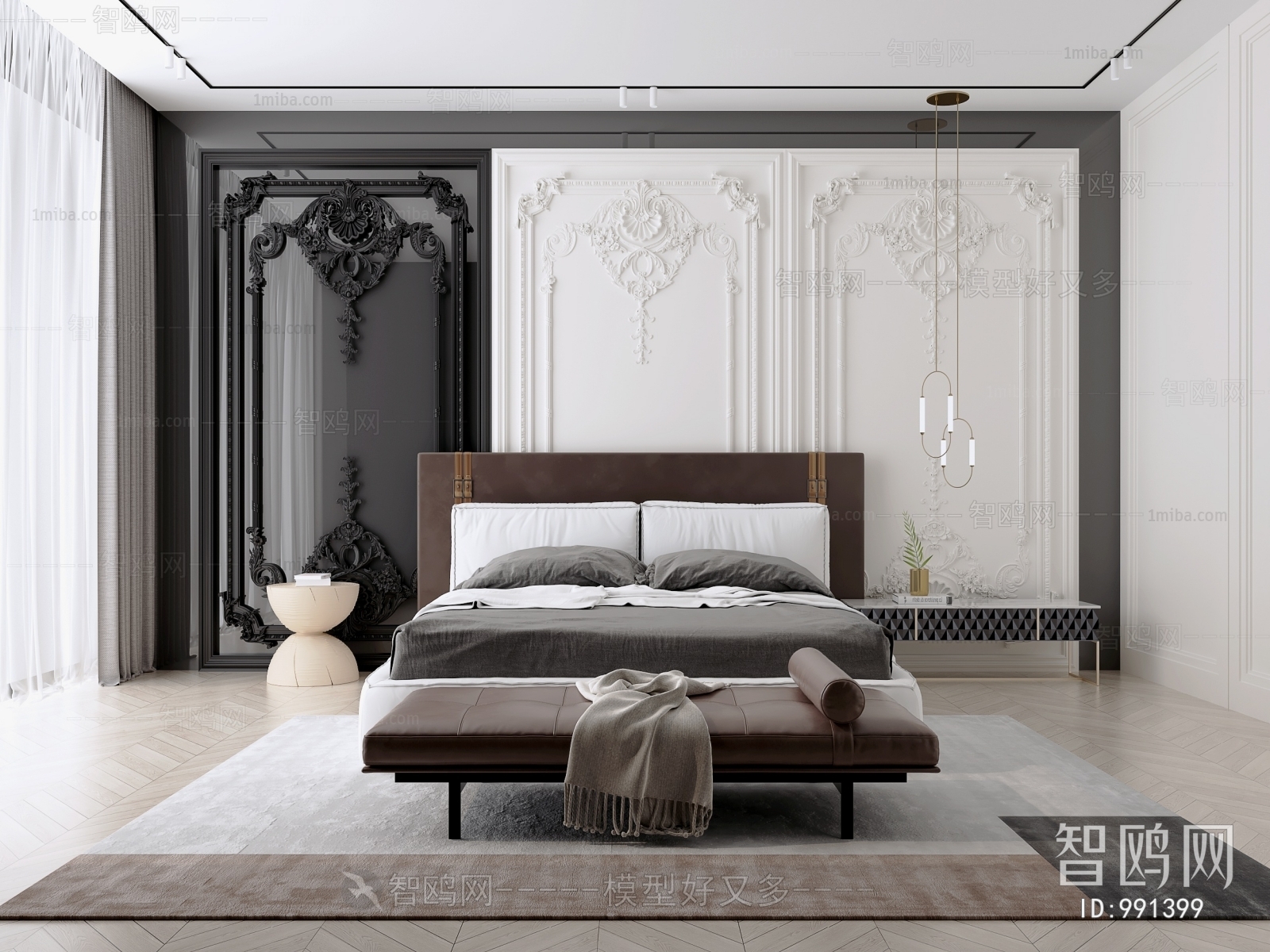 Simple European Style Bedroom