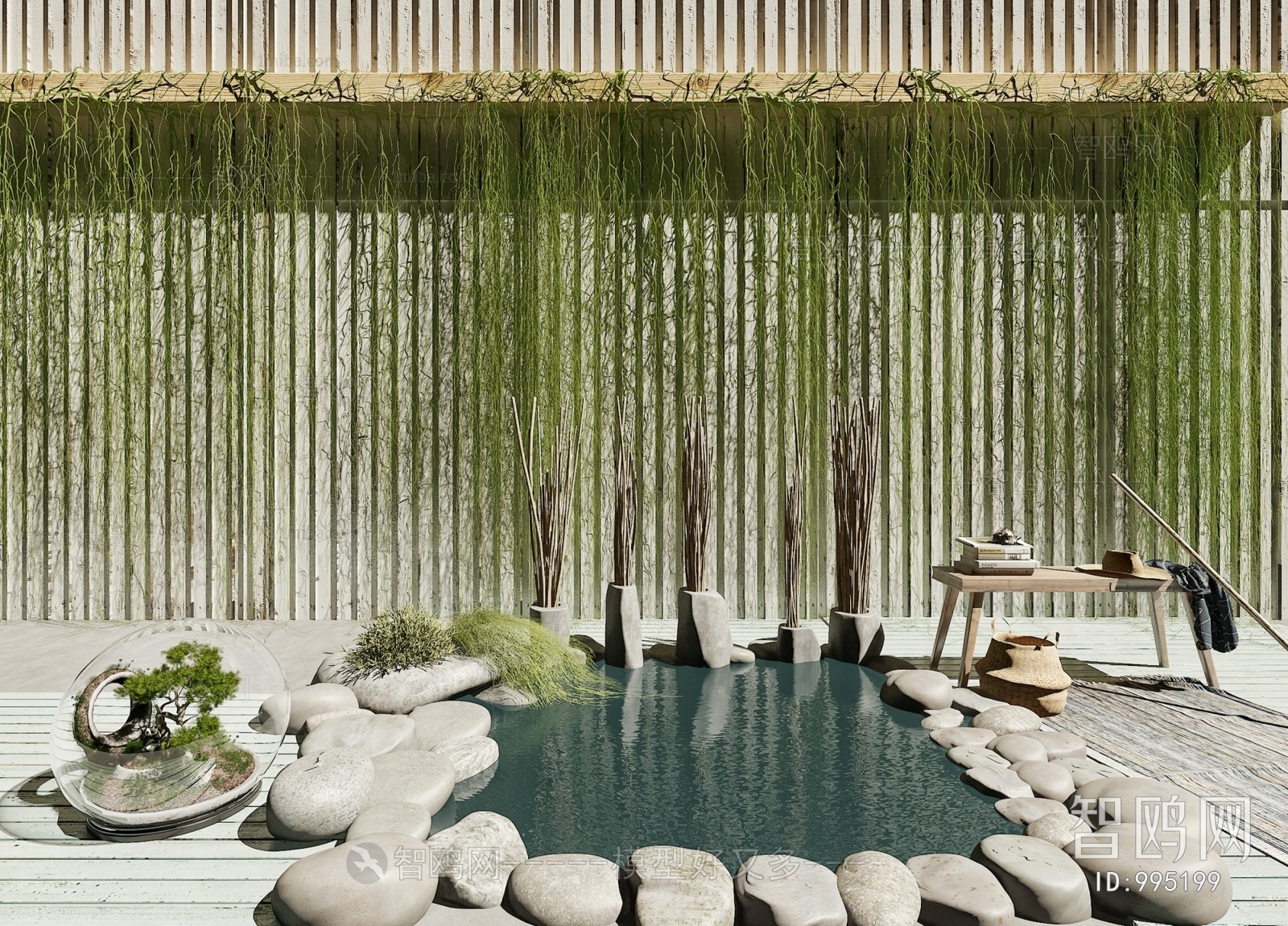 现代植物墙园艺小品水景