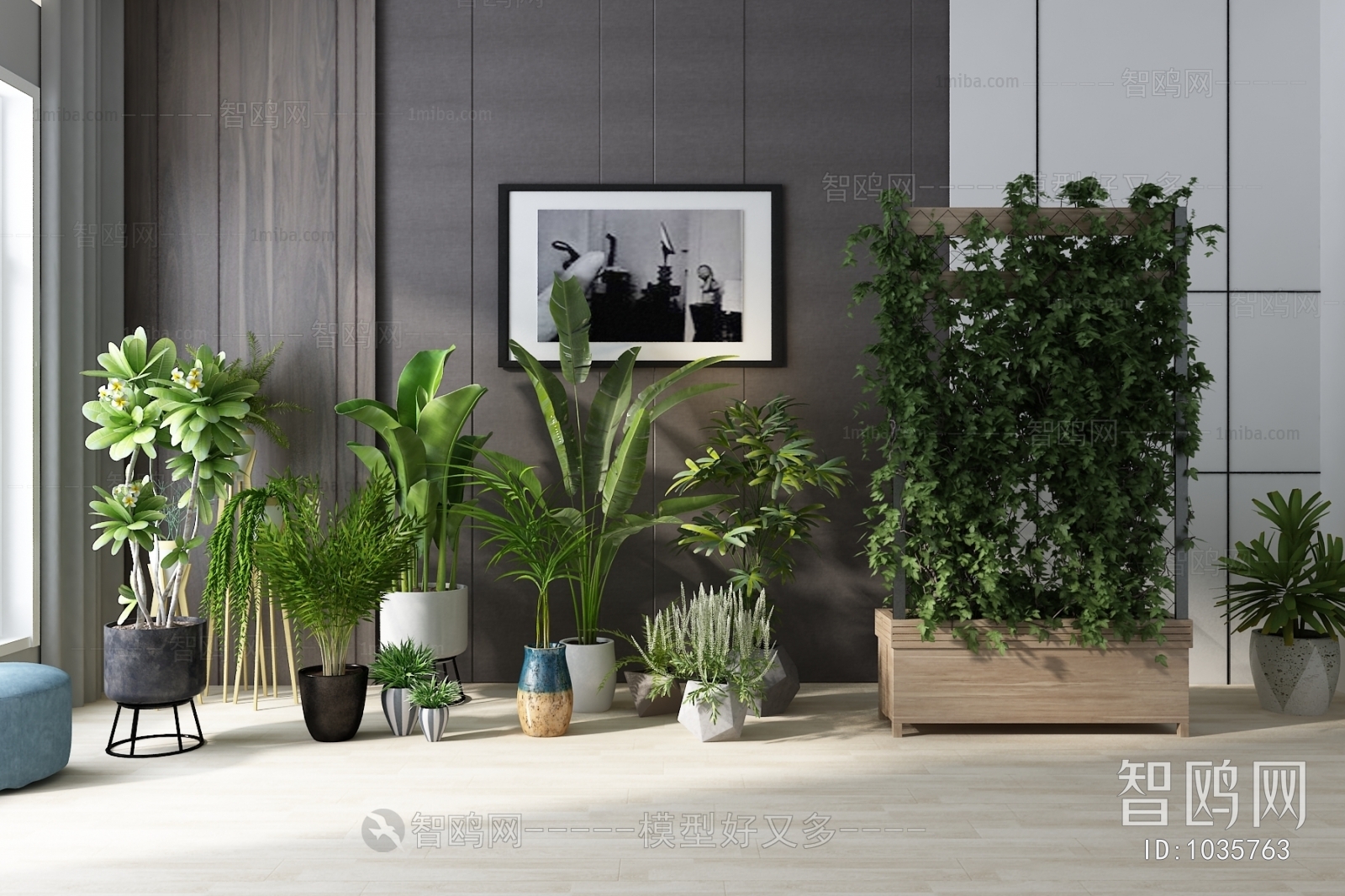 Modern Potted Green Plant