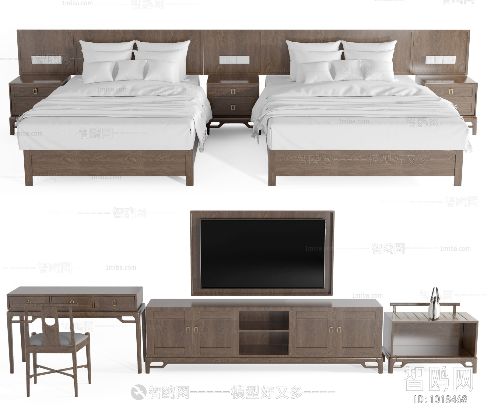 New Chinese Style Single Bed