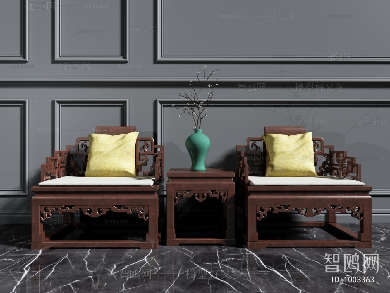 New Chinese Style Single Sofa