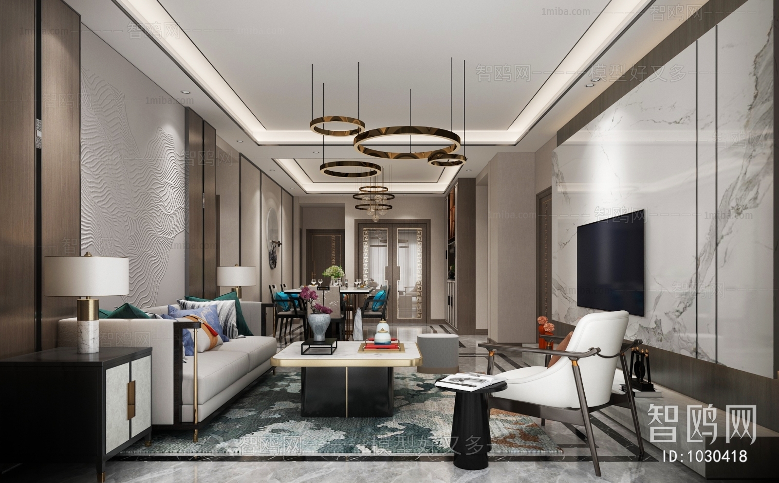 New Chinese Style A Living Room