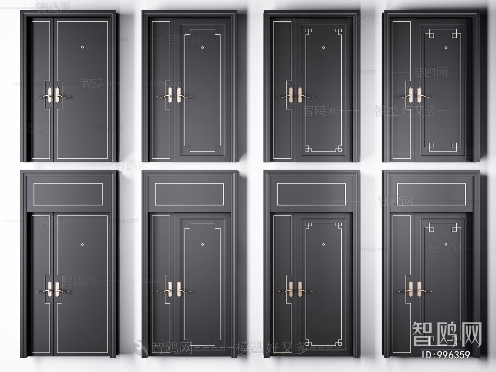 New Chinese Style Unequal Double Door