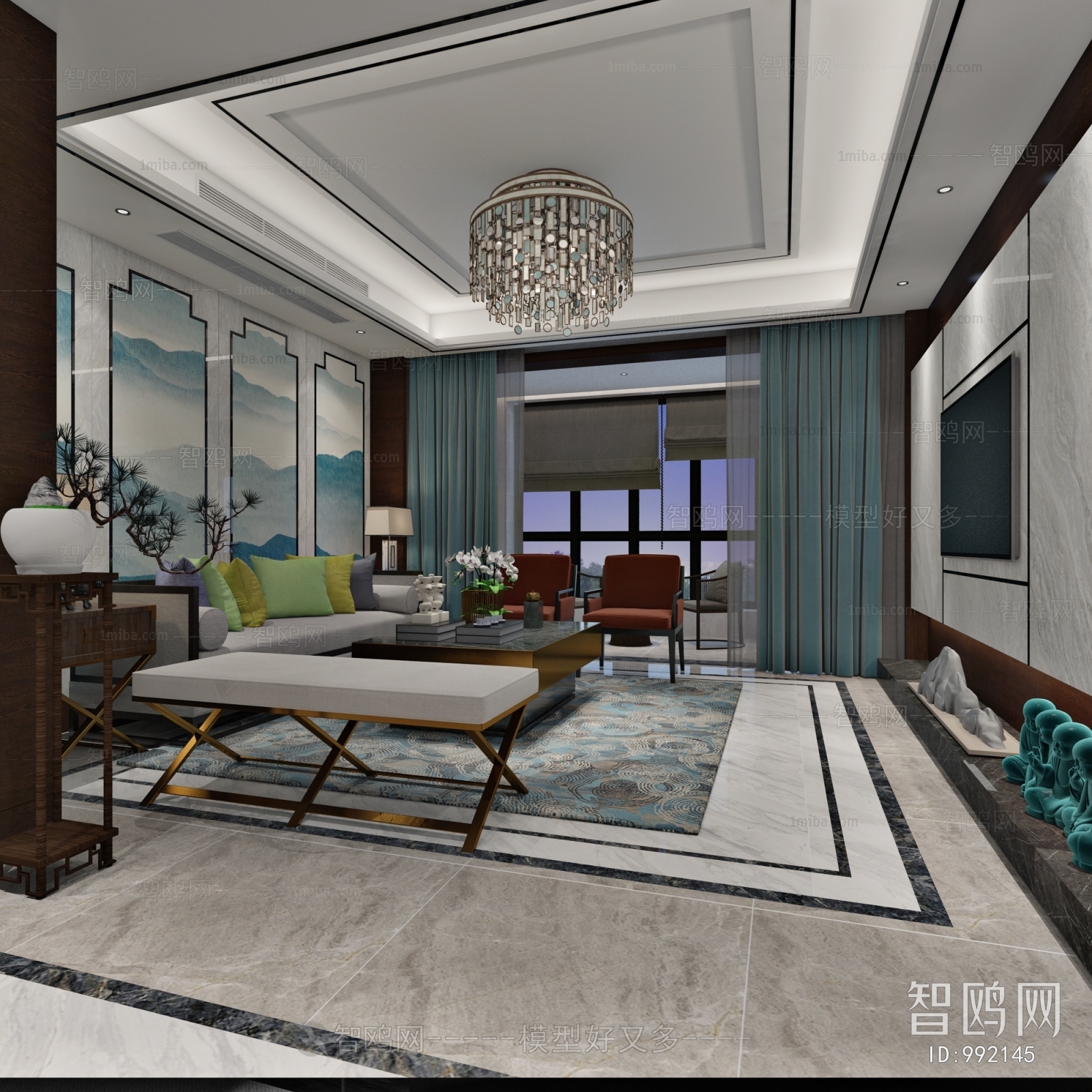 New Chinese Style A Living Room