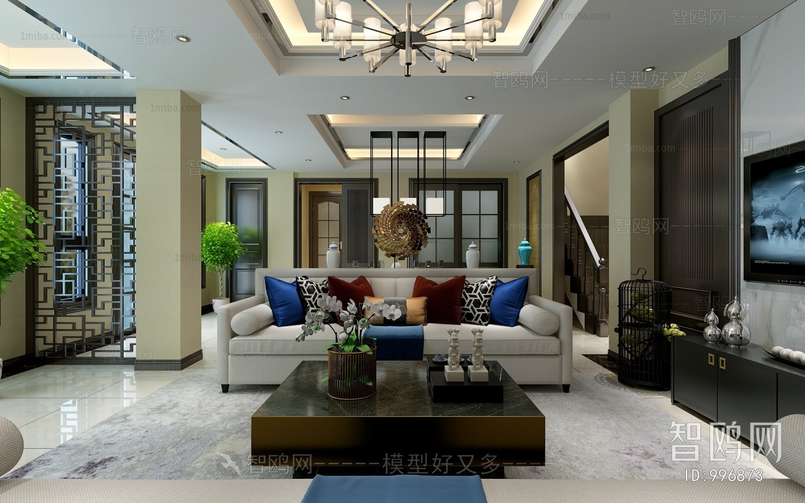 New Chinese Style A Living Room
