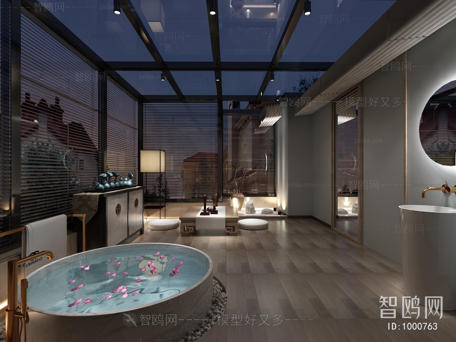 新中式休息娱乐室浴室