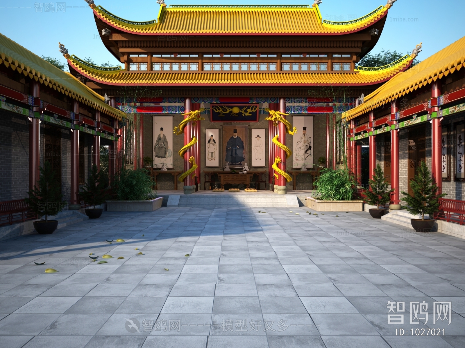 中式古建祠堂，四合院