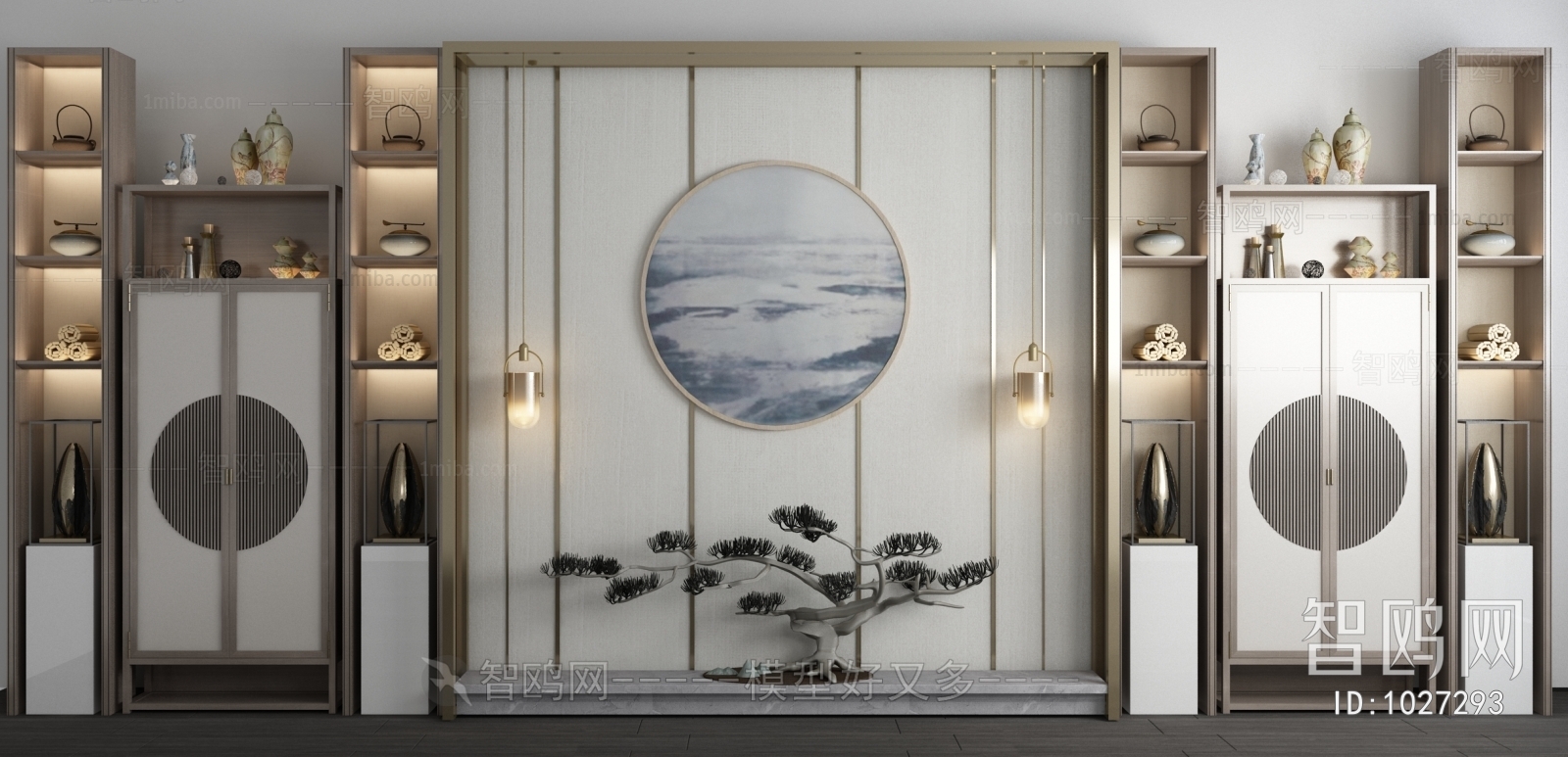 新中式装饰柜架