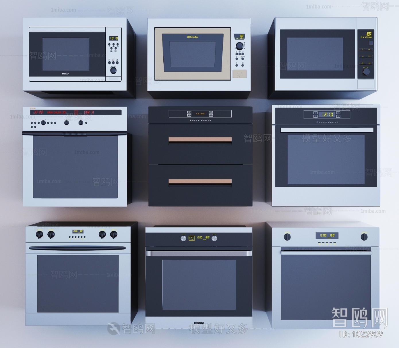 现代烤箱微波炉洗碗机消毒柜组合