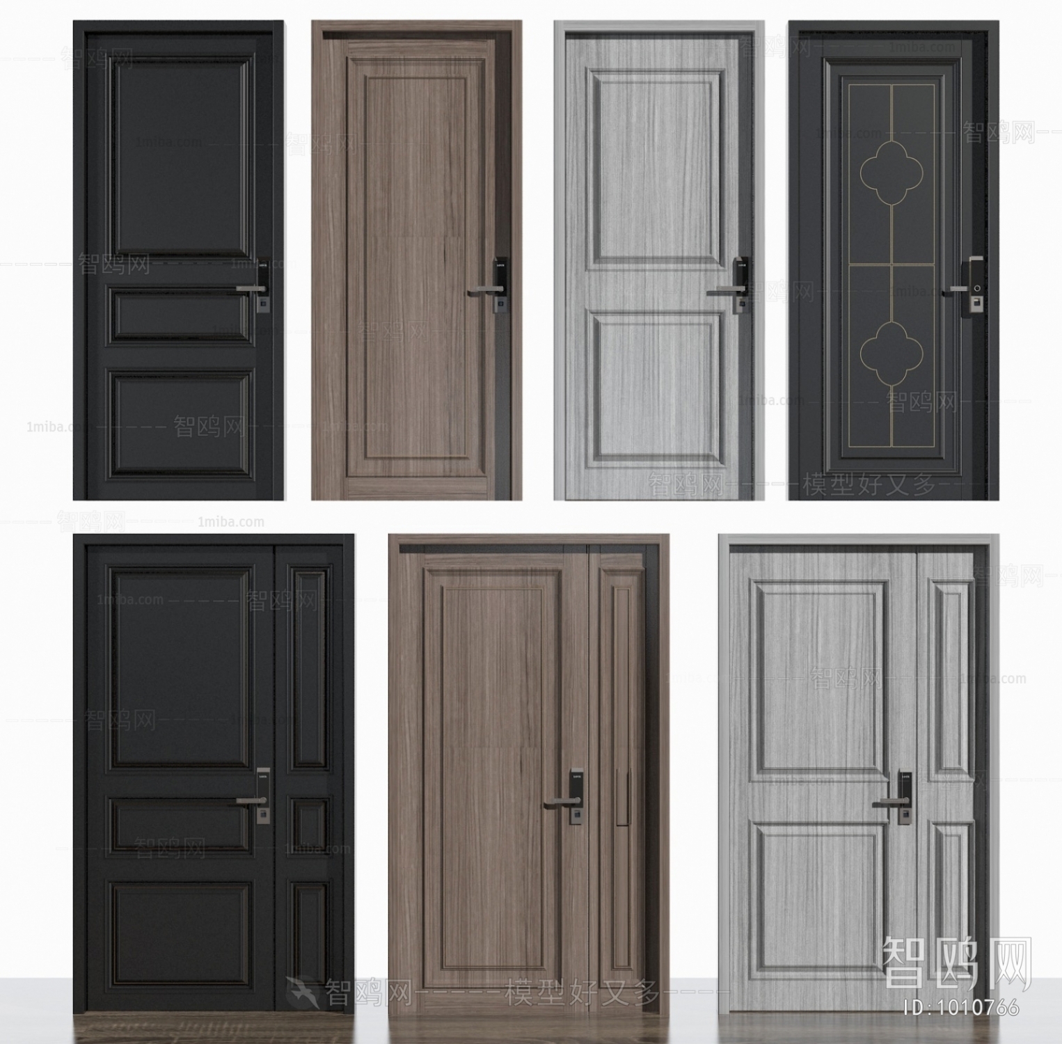 Modern Simple European Style Unequal Double Door