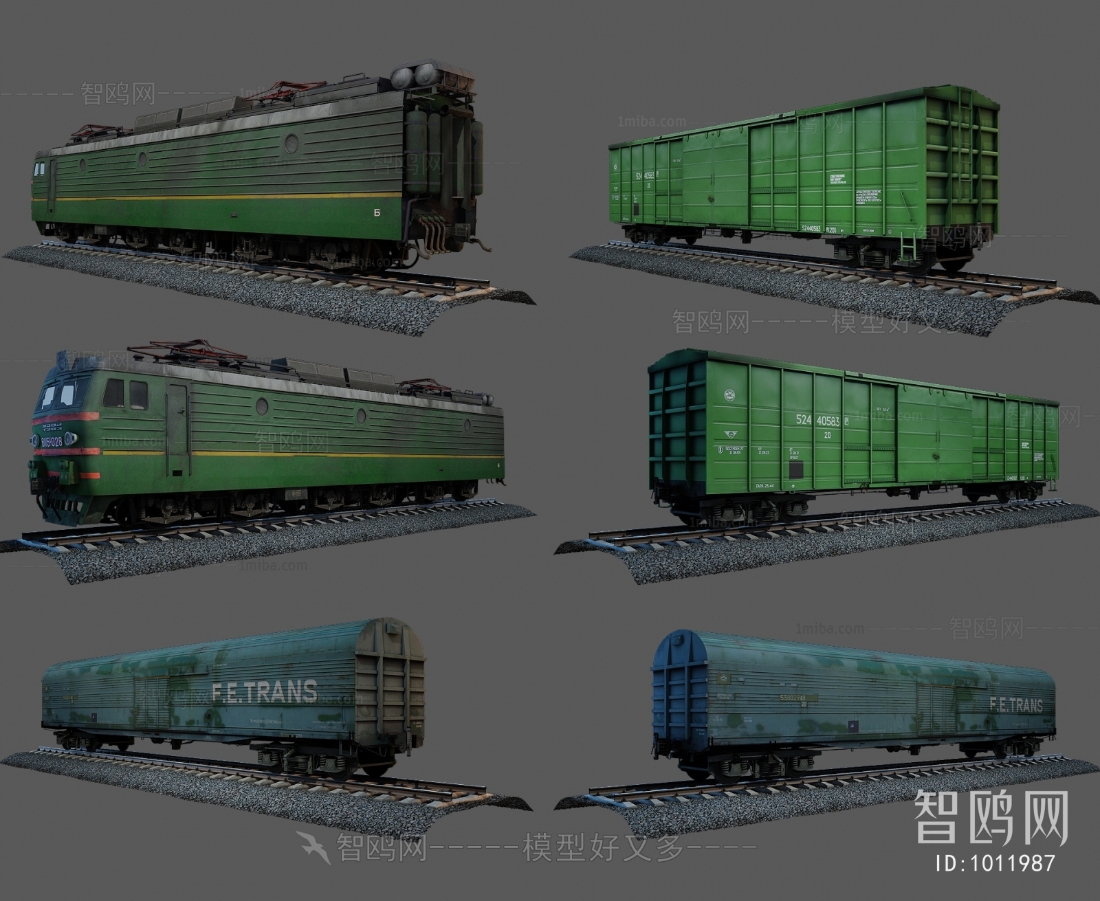 现代绿皮火车3d模型下载