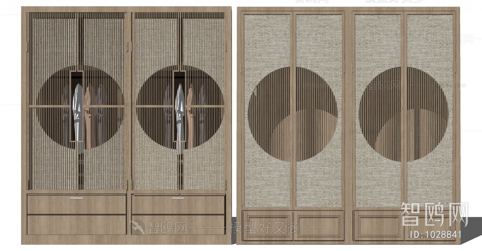 新中式实木衣柜橱柜组合
