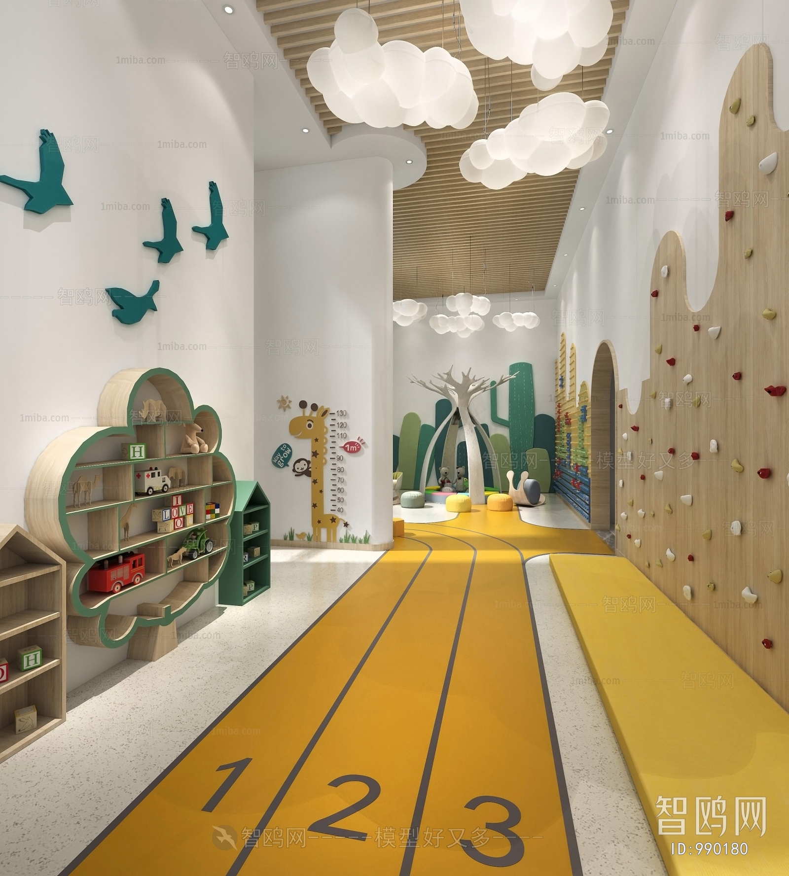 现代儿童游乐活动室3D模型下载