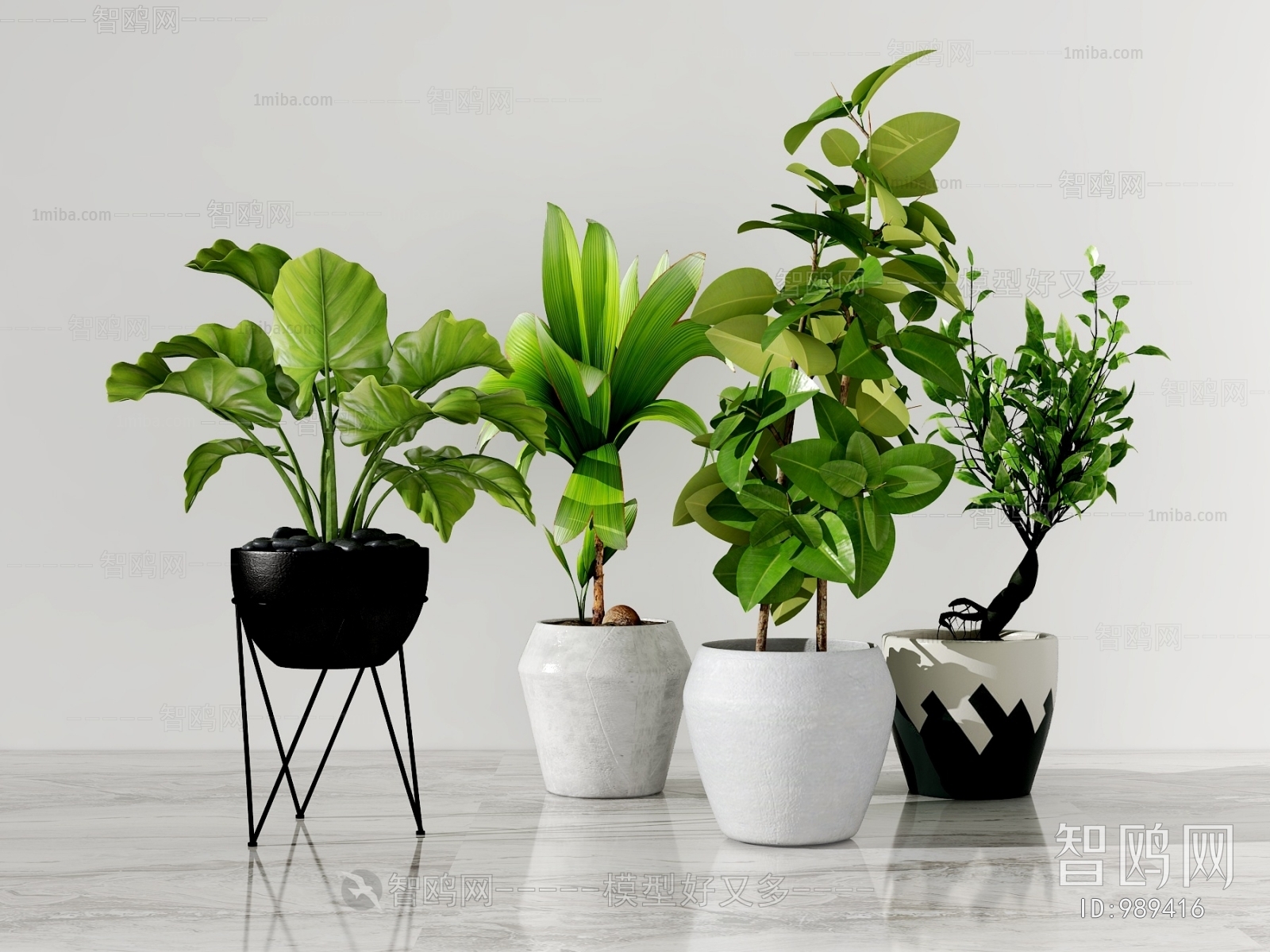 Modern Potted Green Plant