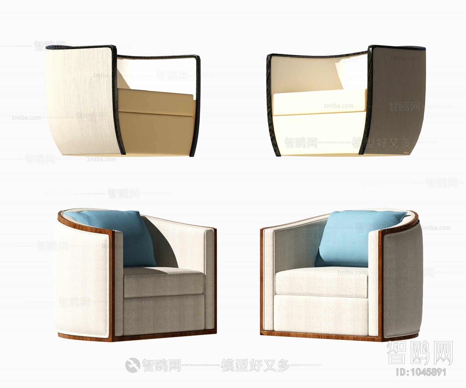 New Chinese Style Single Sofa