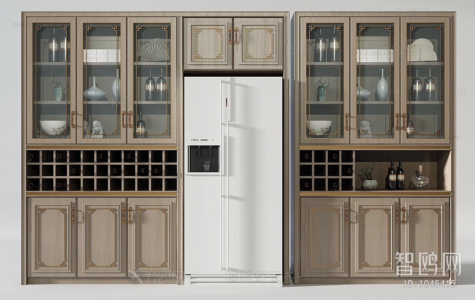 新中式酒柜冰箱组合