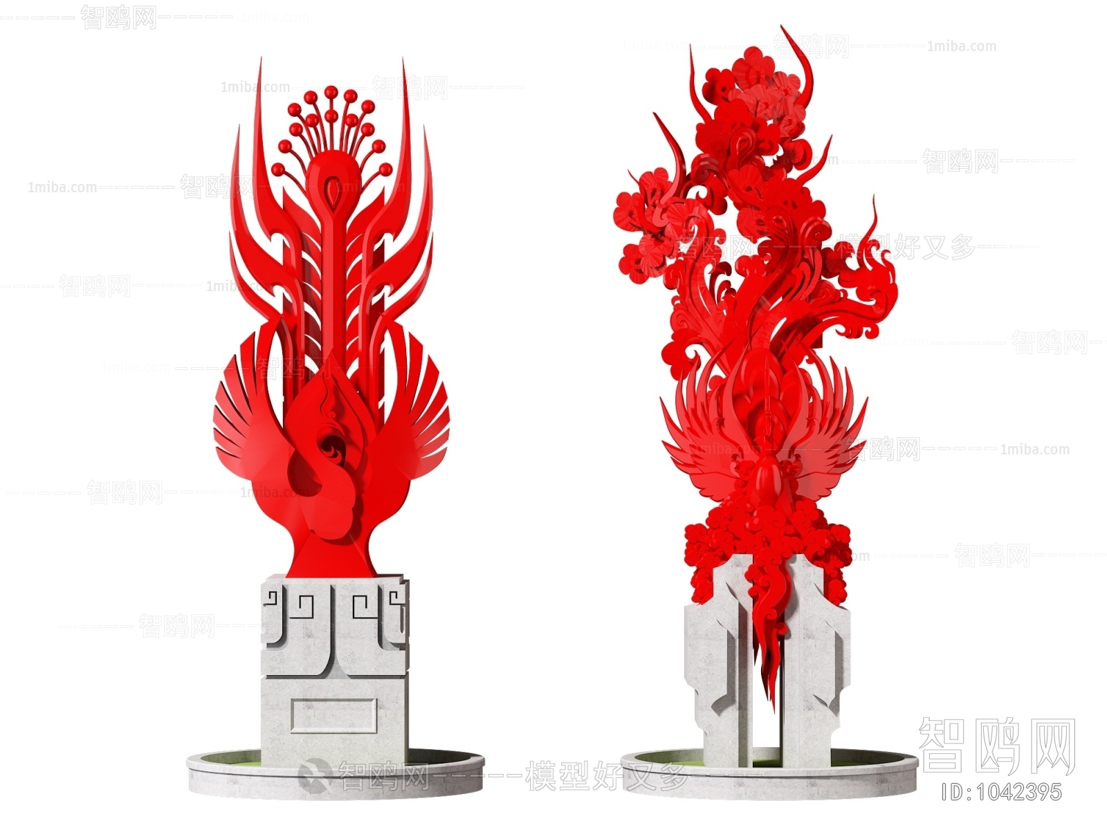 新中式凤凰雕塑小品