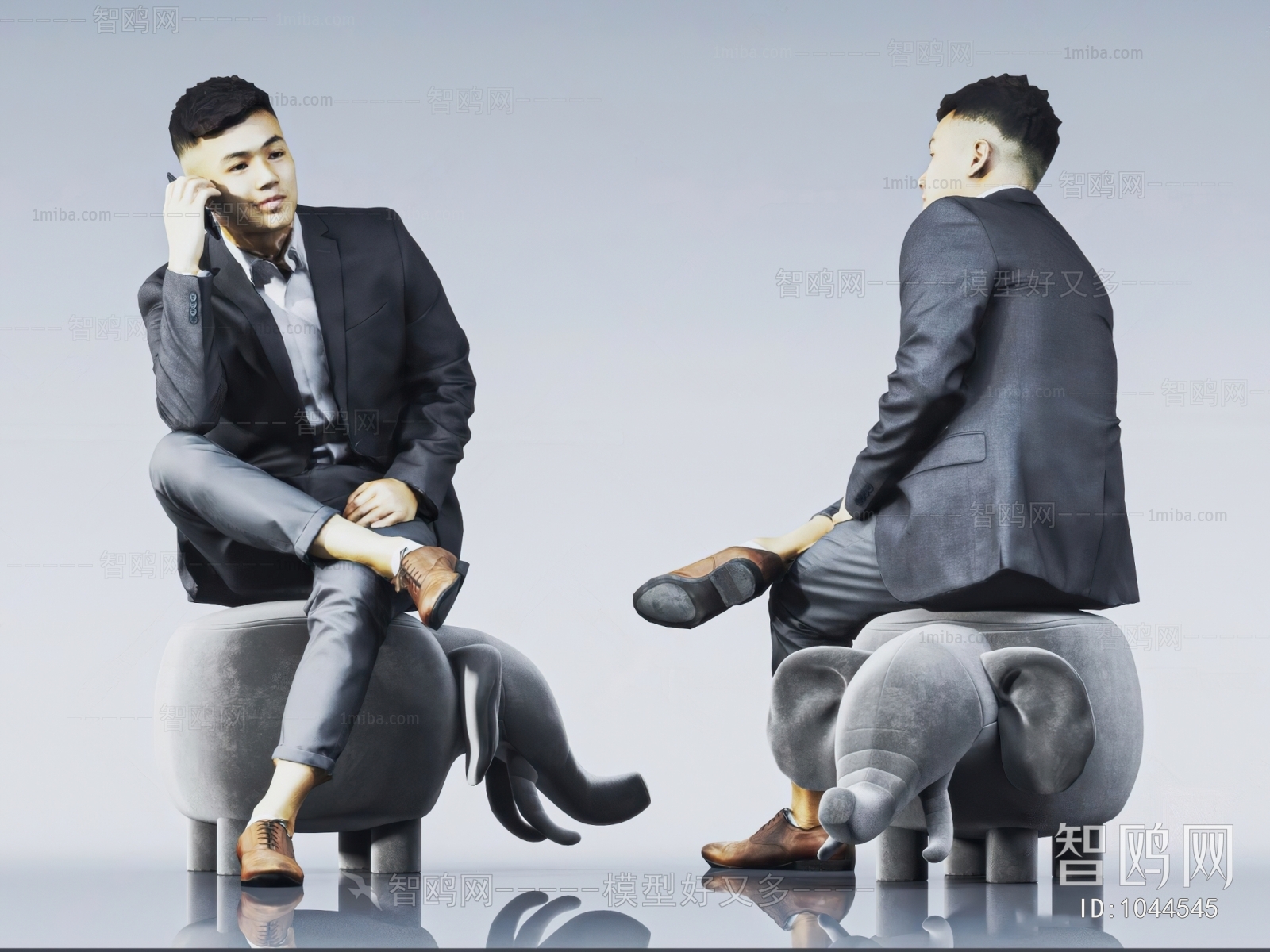 现代坐着的男人3D模型下载