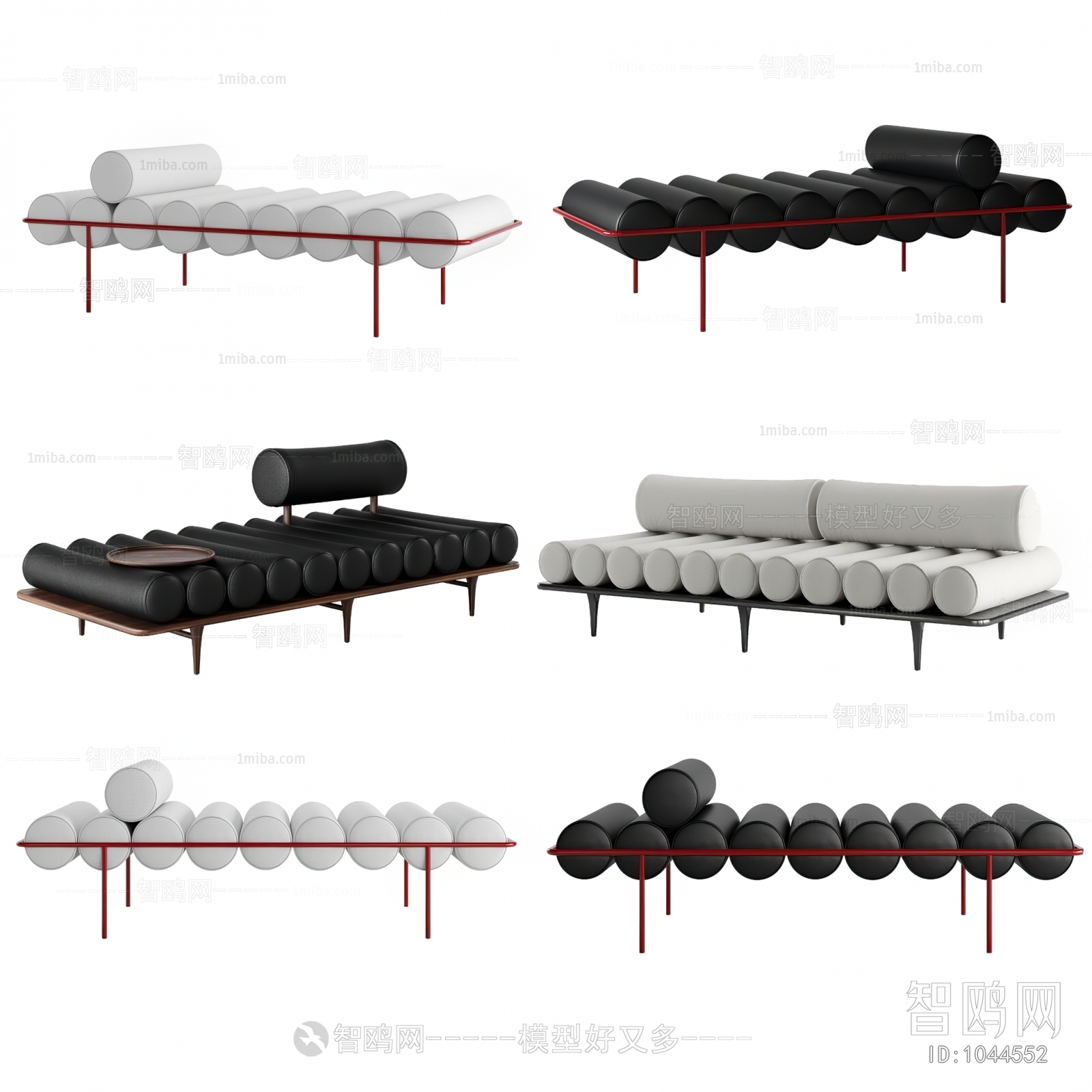 现代床尾凳组合3D模型下载