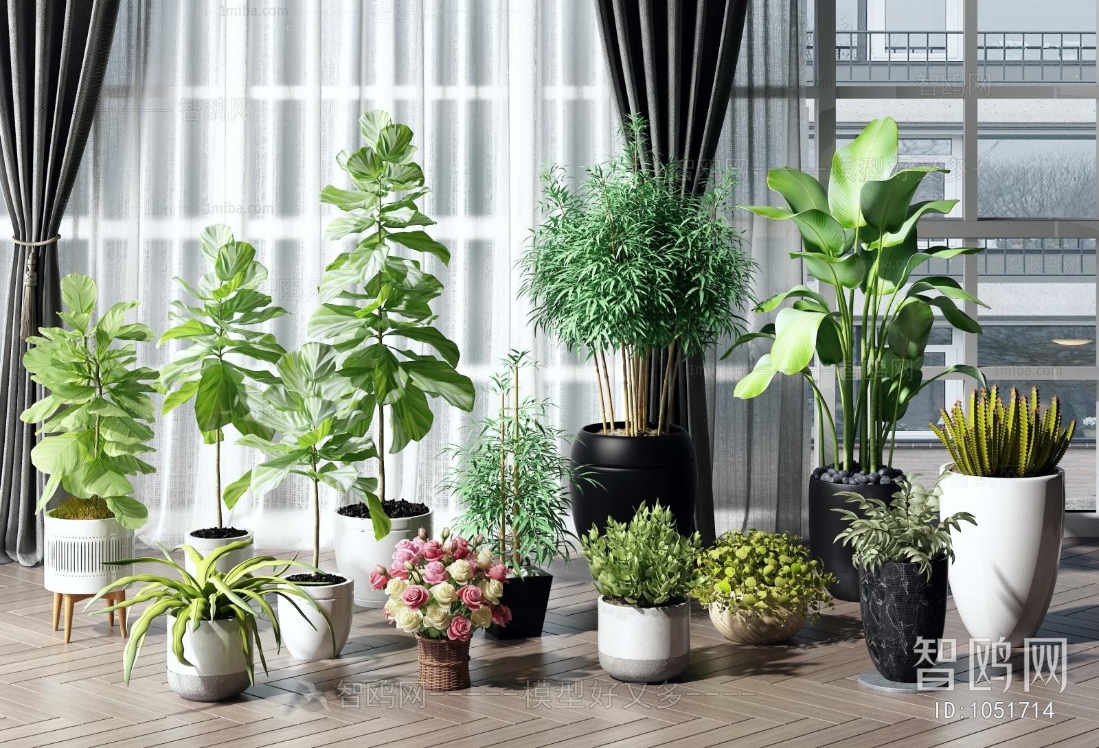 Modern Potted Green Plant