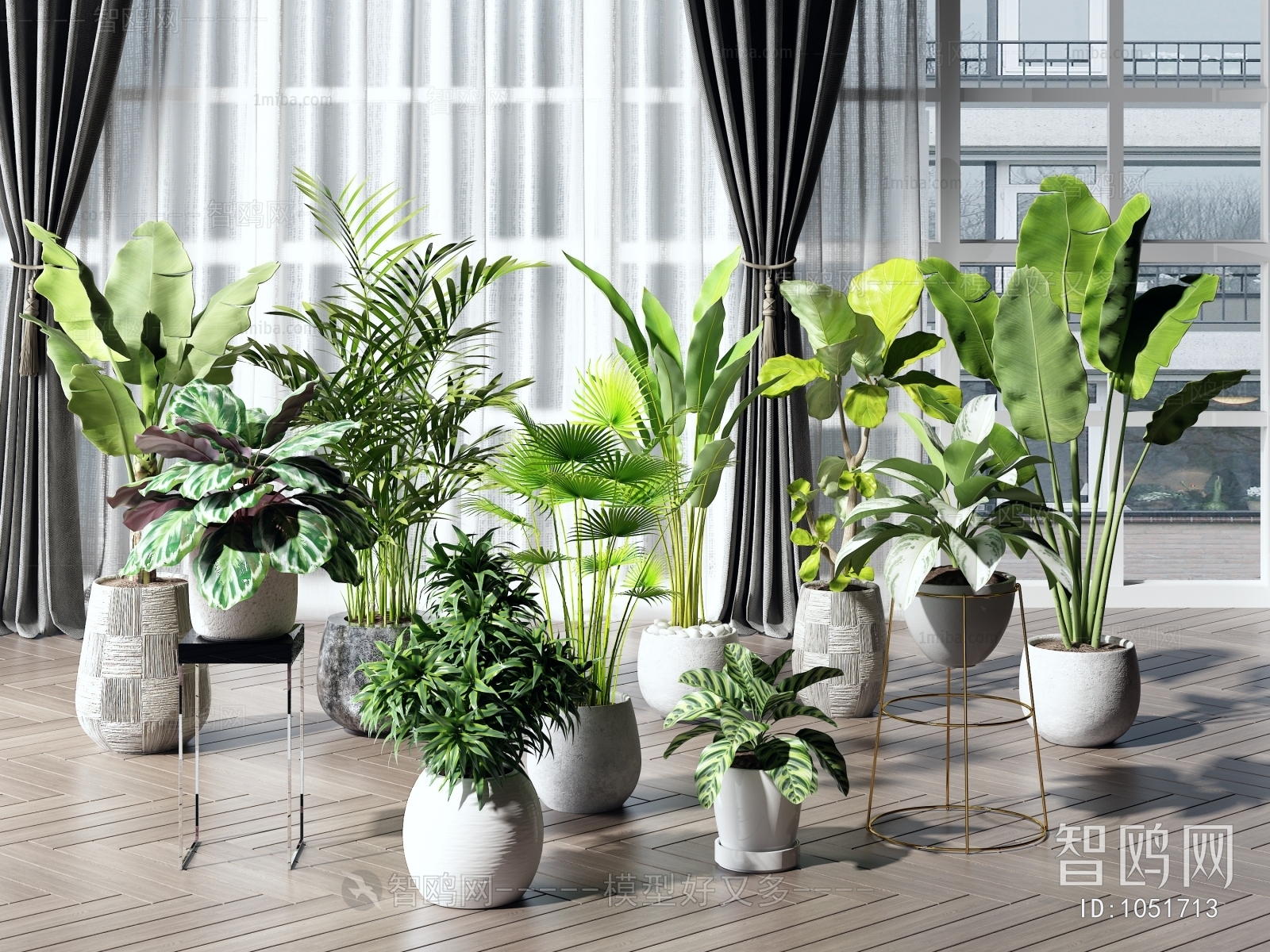 Modern Potted Green Plant