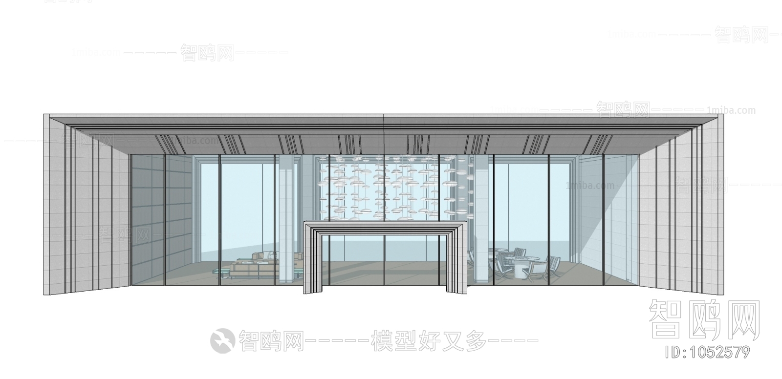 现代售楼处建筑、大厅