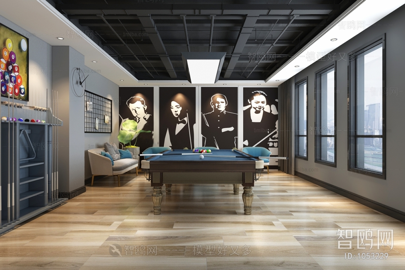 Industrial Style Billiards Room