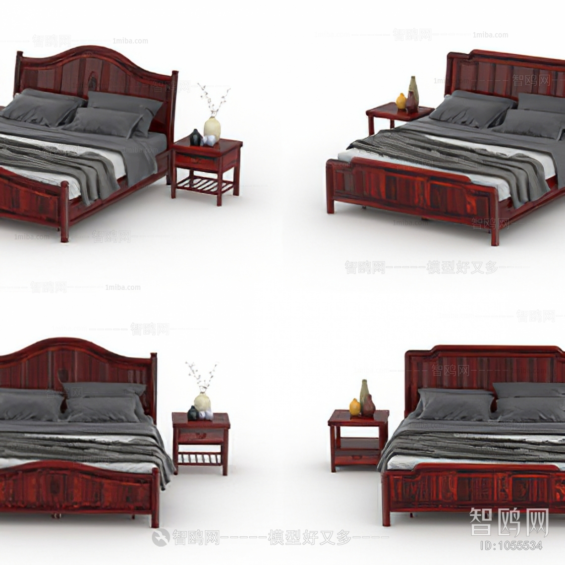 中式红木双人床