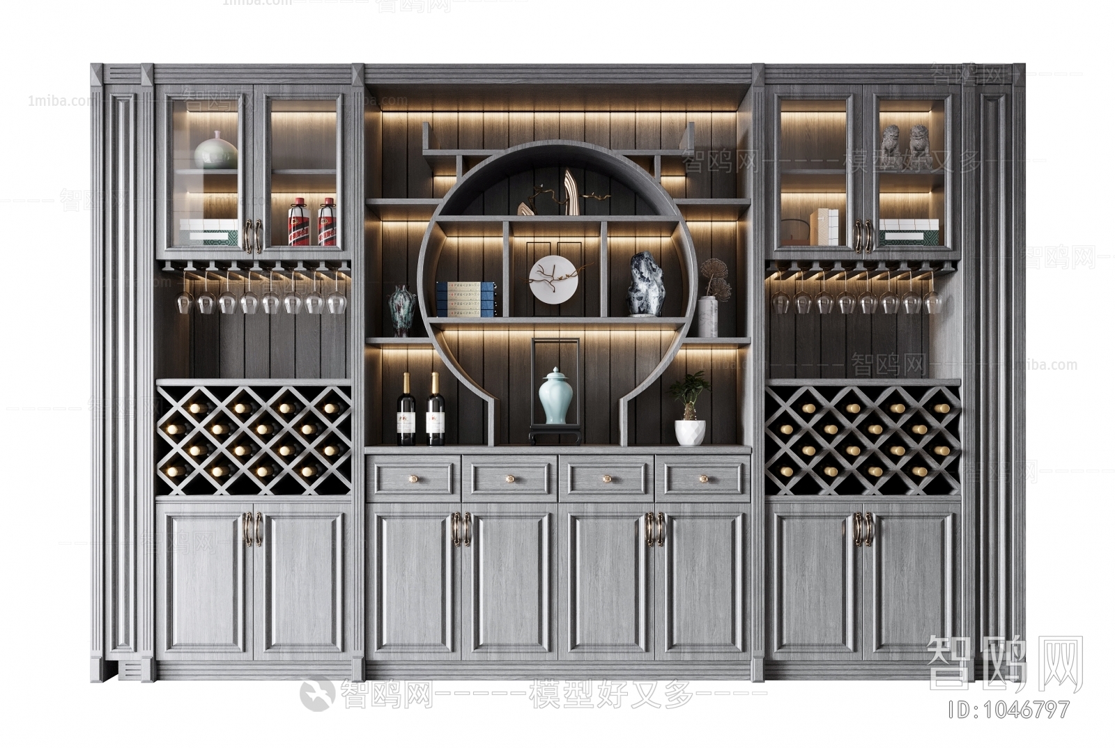 New Chinese Style Wine Cabinet