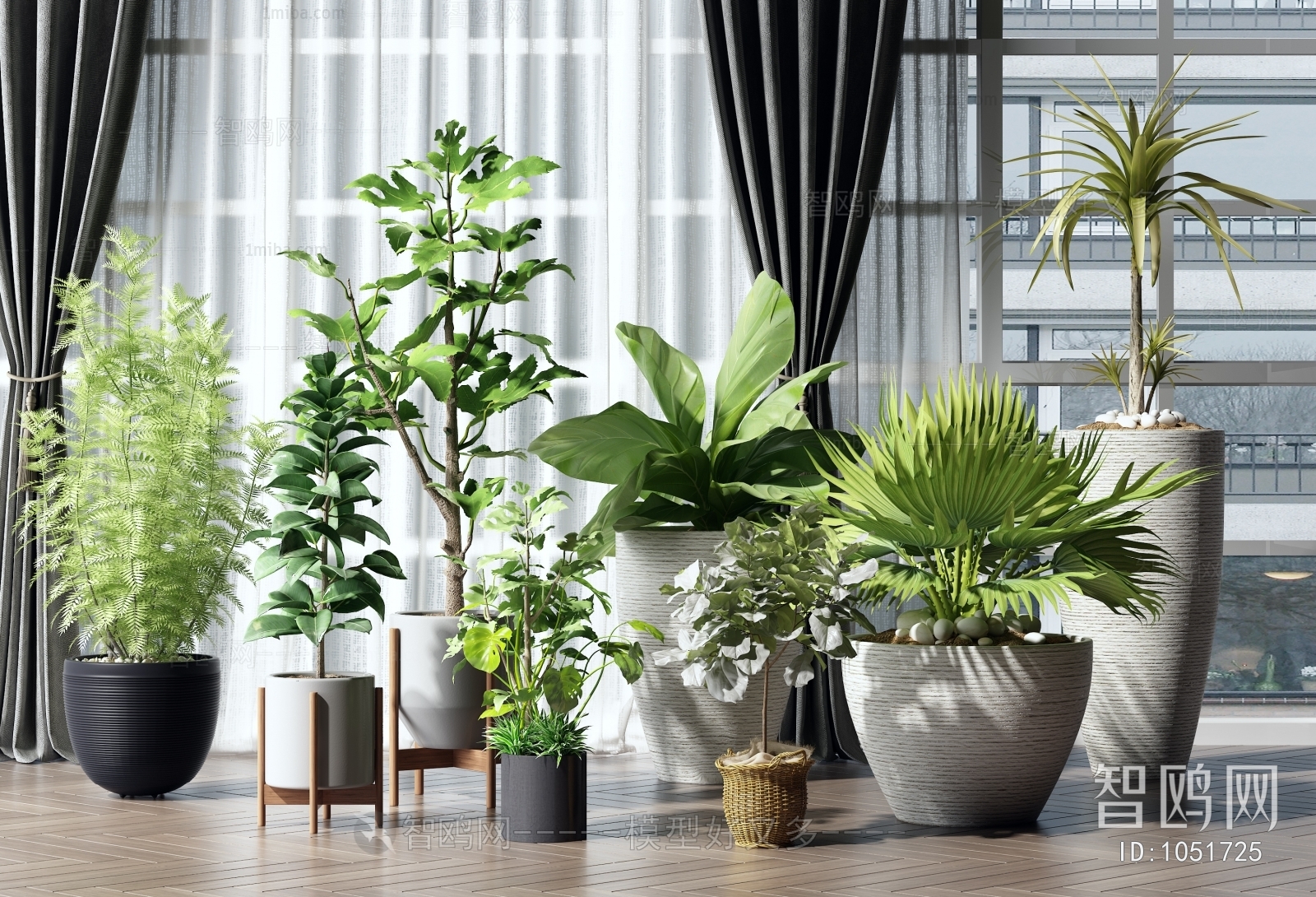Modern Potted Green Plant