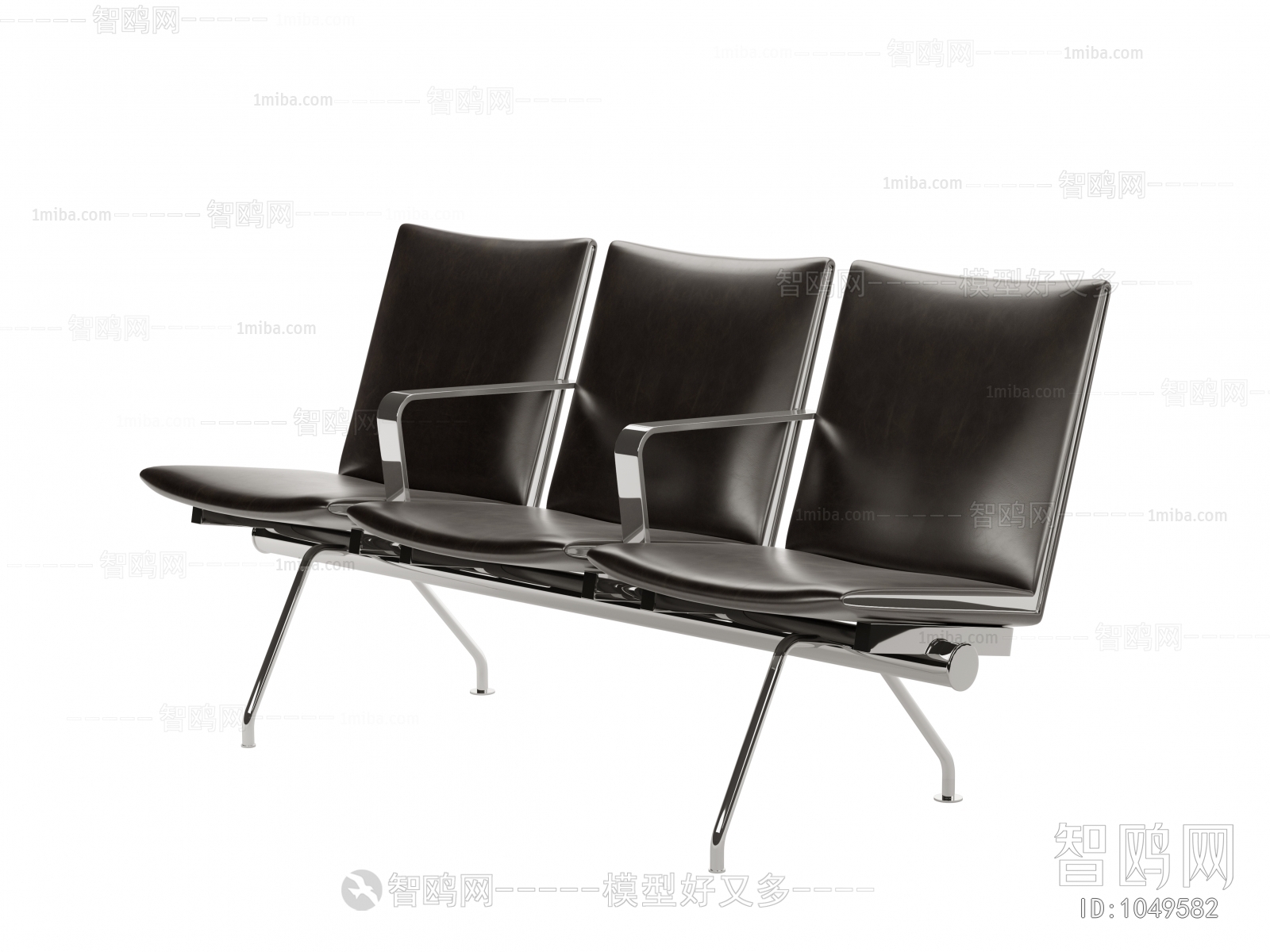现代皮革公共休息排椅