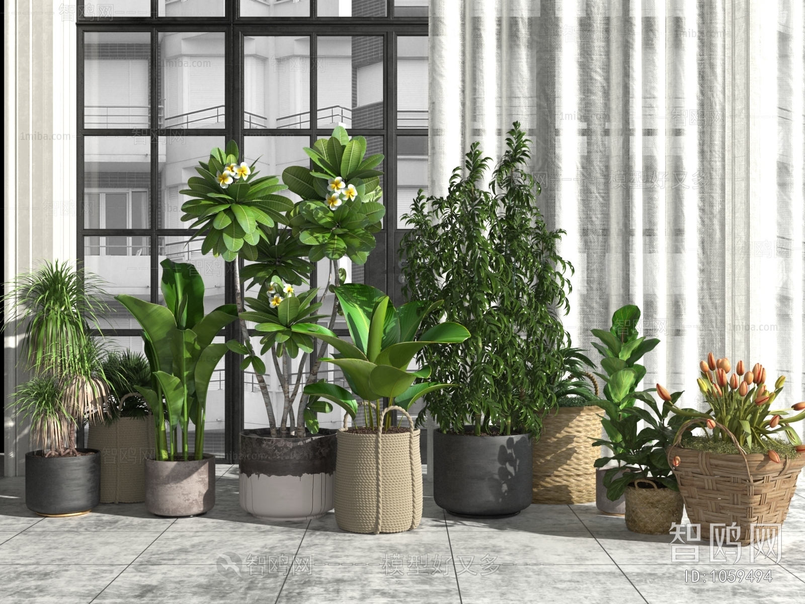 Modern Potted Green Plant