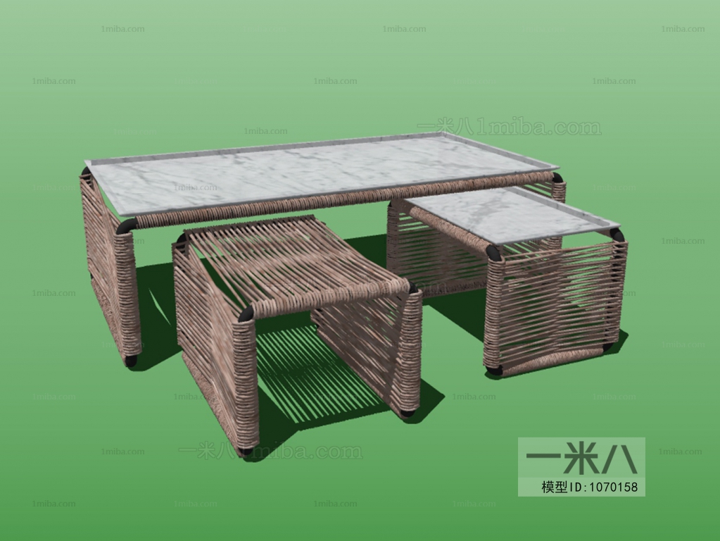 藤编桌椅3d模型(藤编桌子)