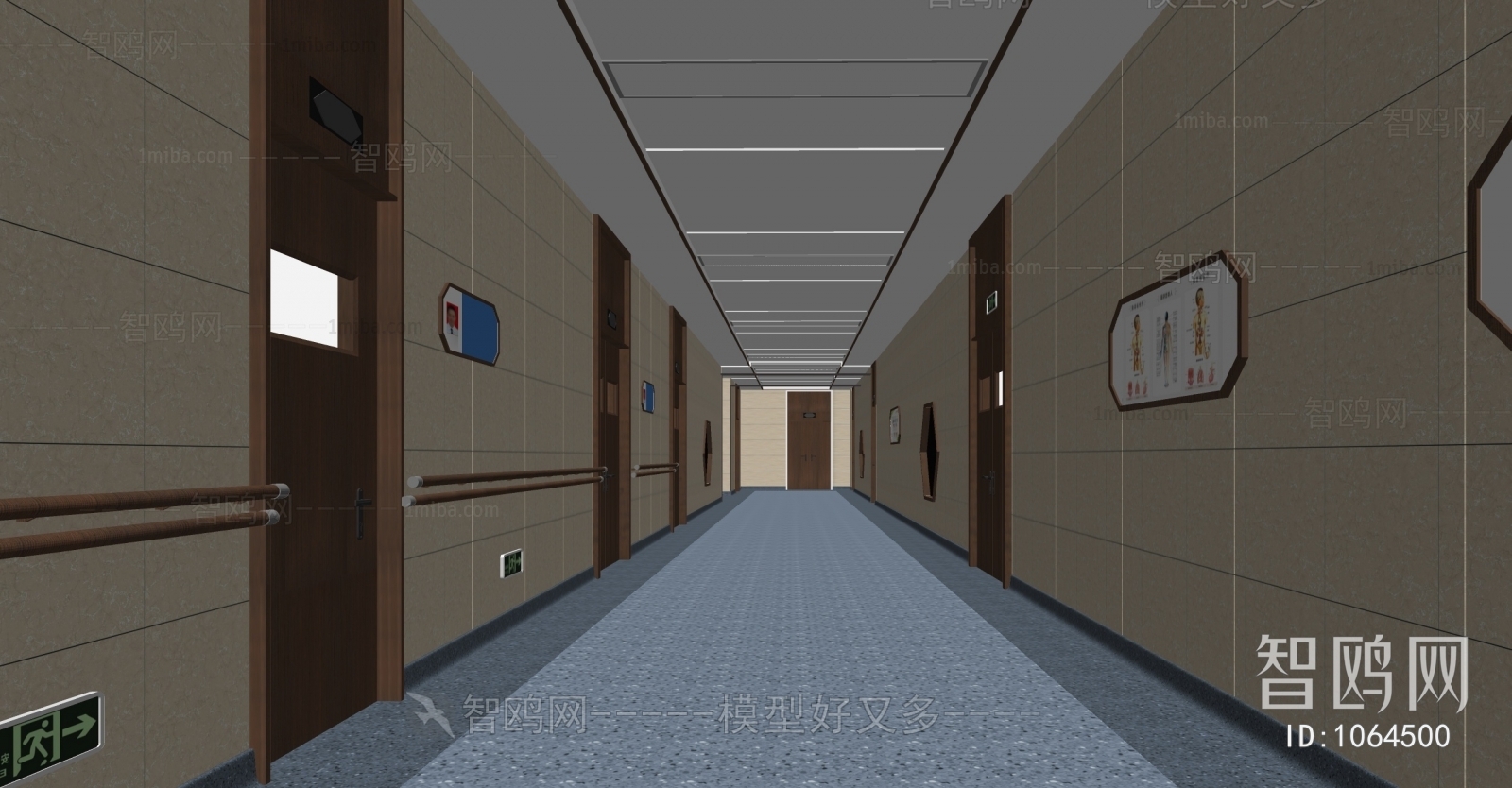 现代医院走廊、病房过道