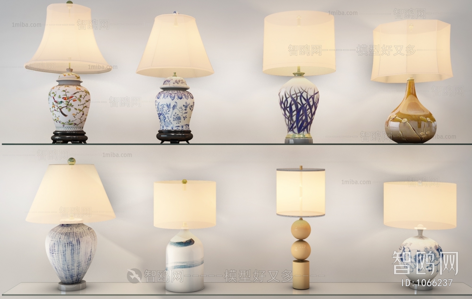 新中式陶瓷台灯组合