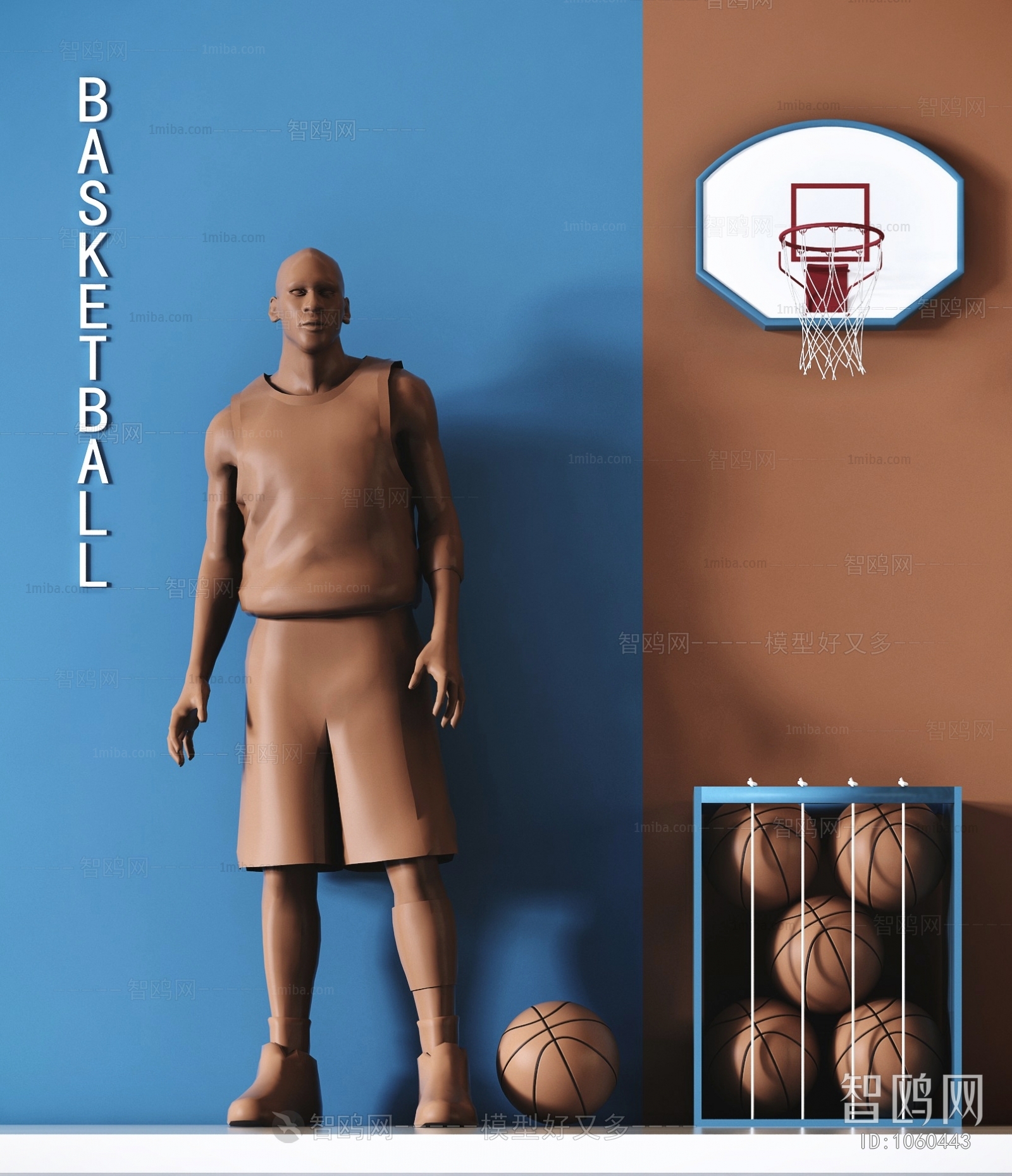 现代乔丹雕塑篮球主题摆设