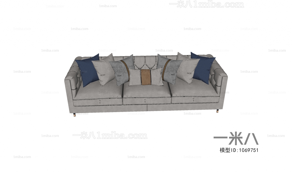 New Chinese Style Three-seat Sofa