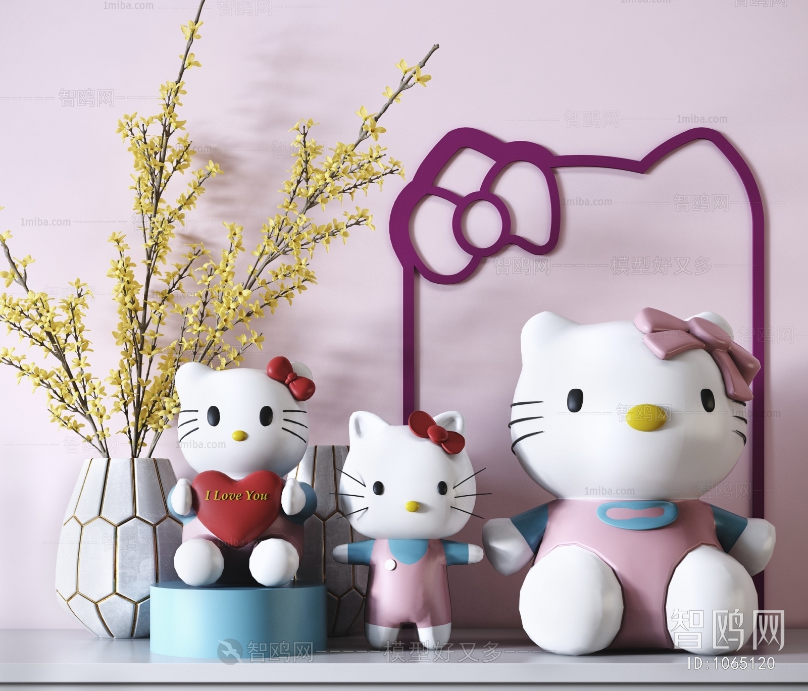 北欧hello kitty玩具猫粉色系陈设品