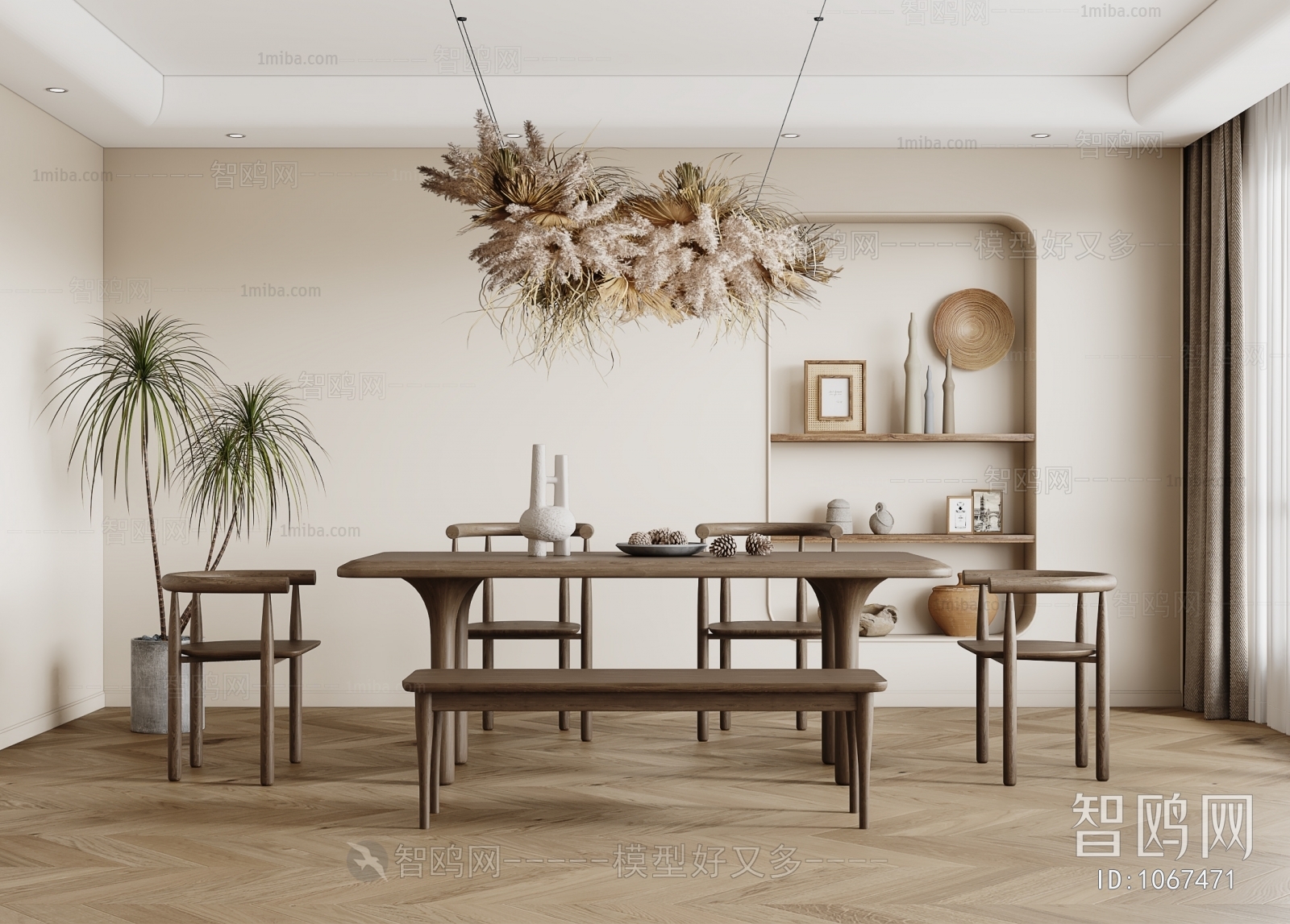 Nordic Style Wabi-sabi Style Dining Room