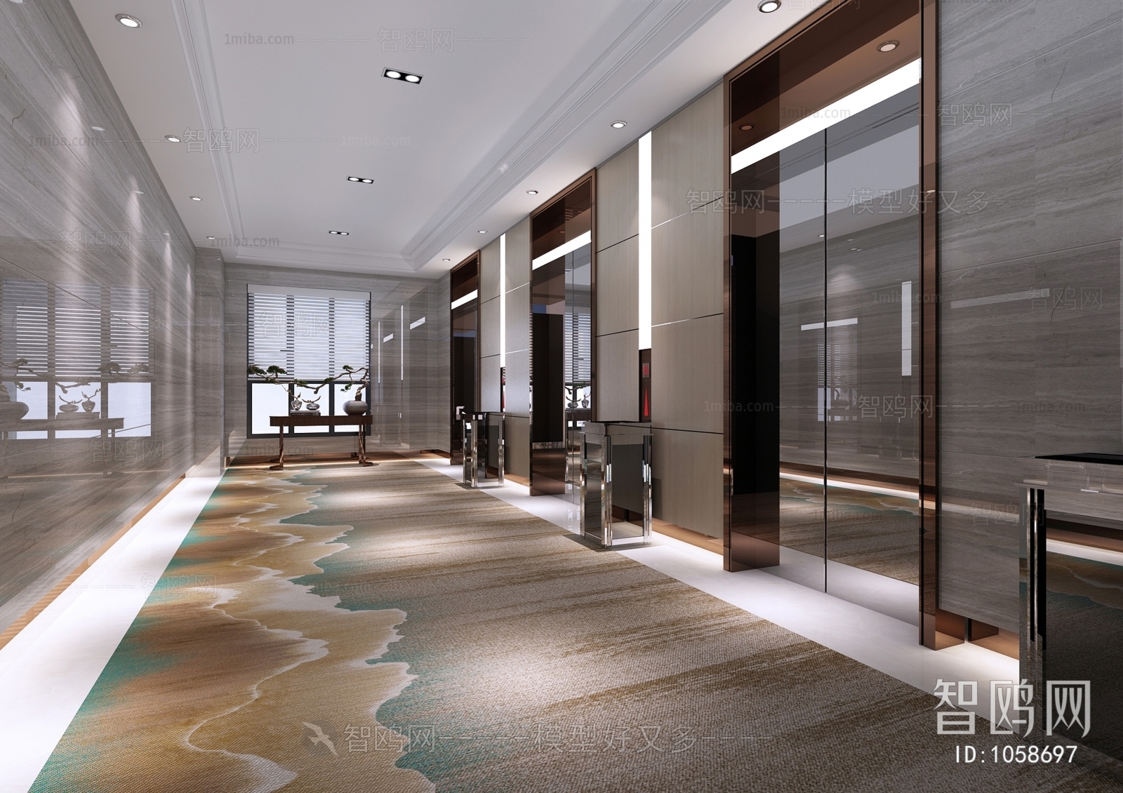 新中式走廊电梯厅