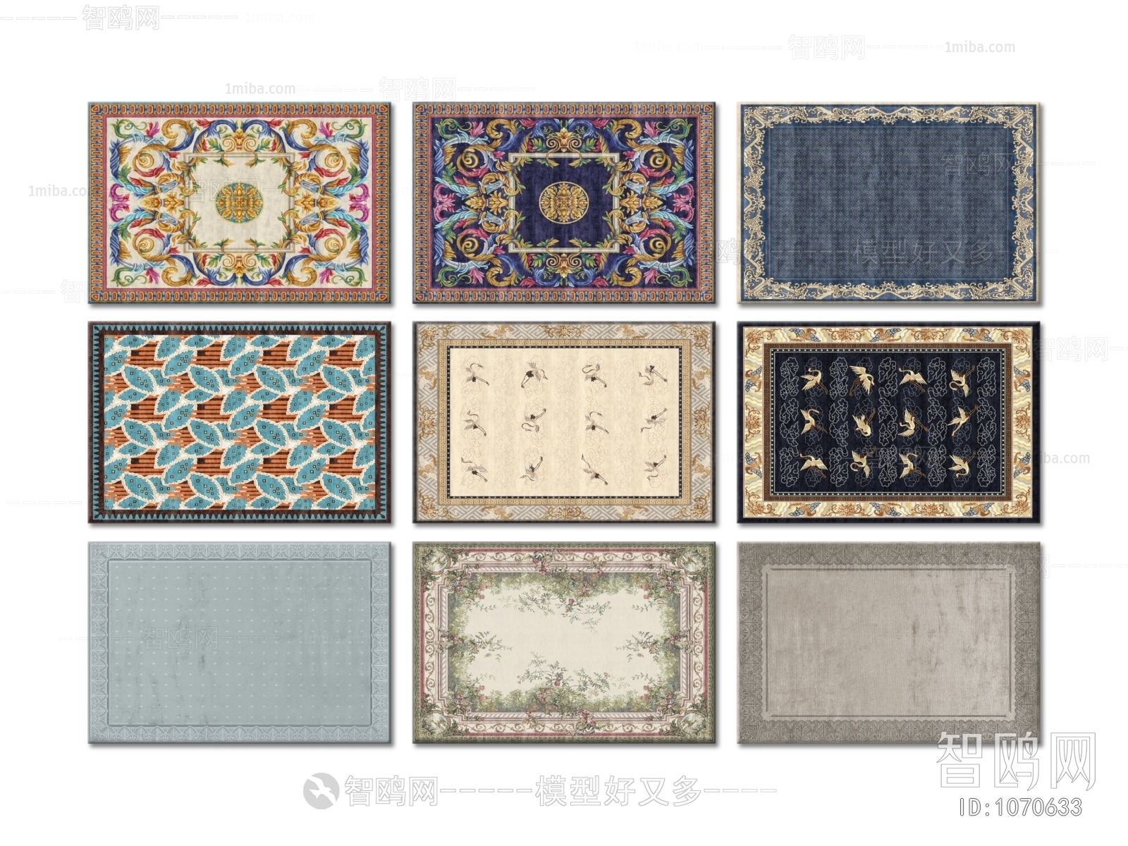 新古典花纹装饰地毯组合