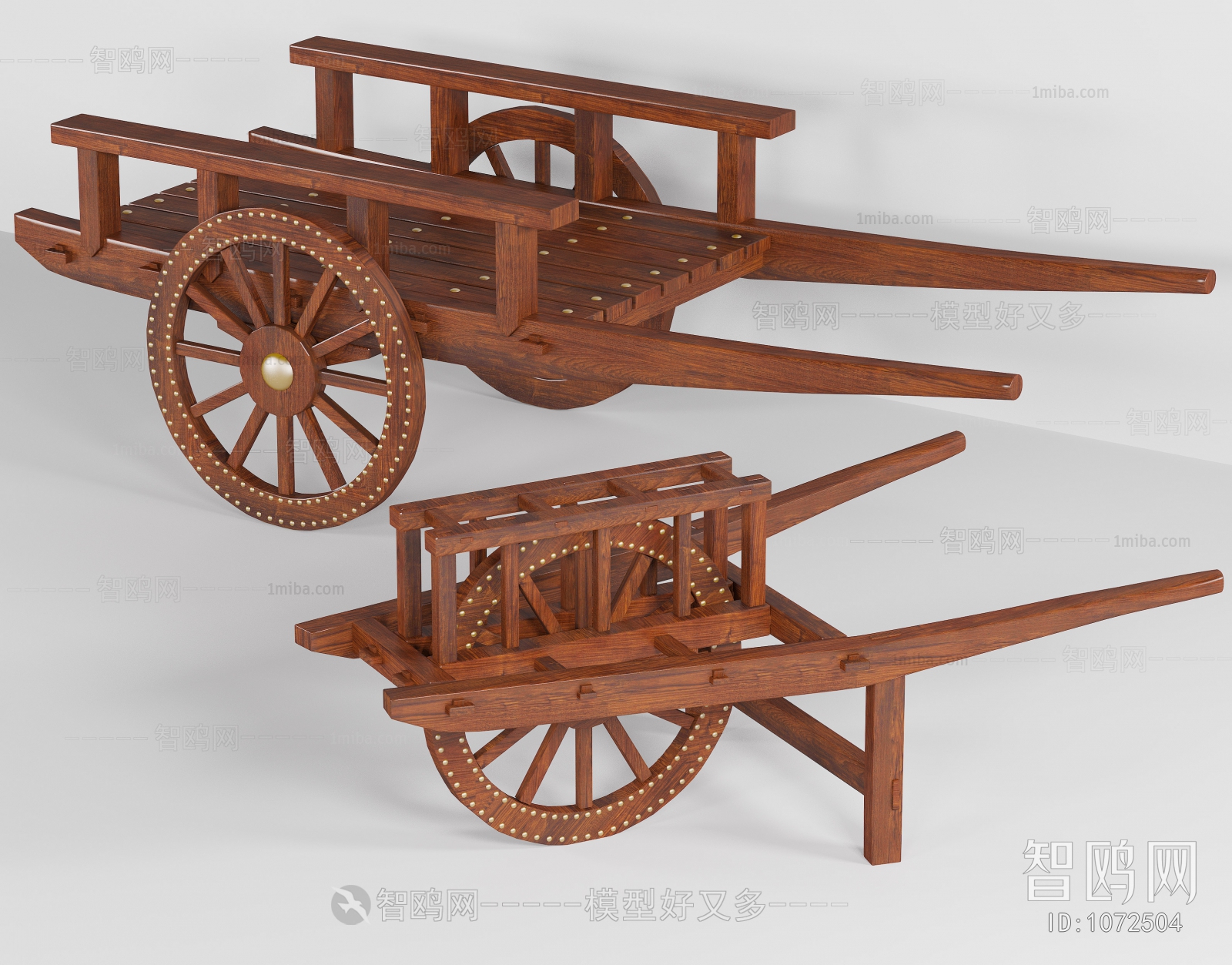 新中式实木手推车木质独轮车
