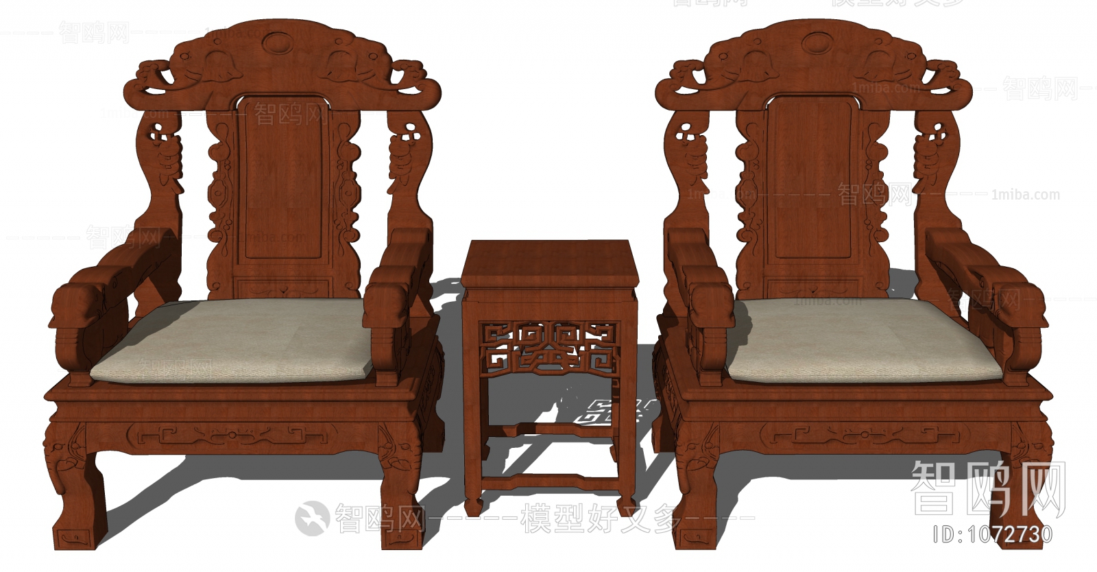 中式实木雕花椅子