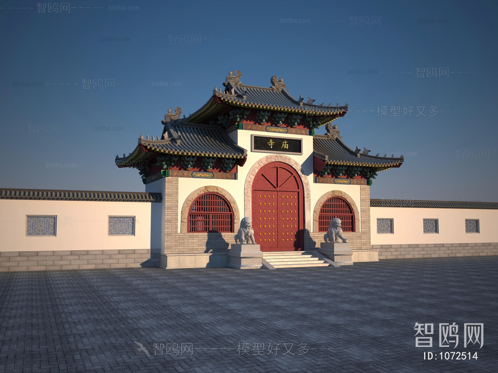 中式古建寺庙山门建筑