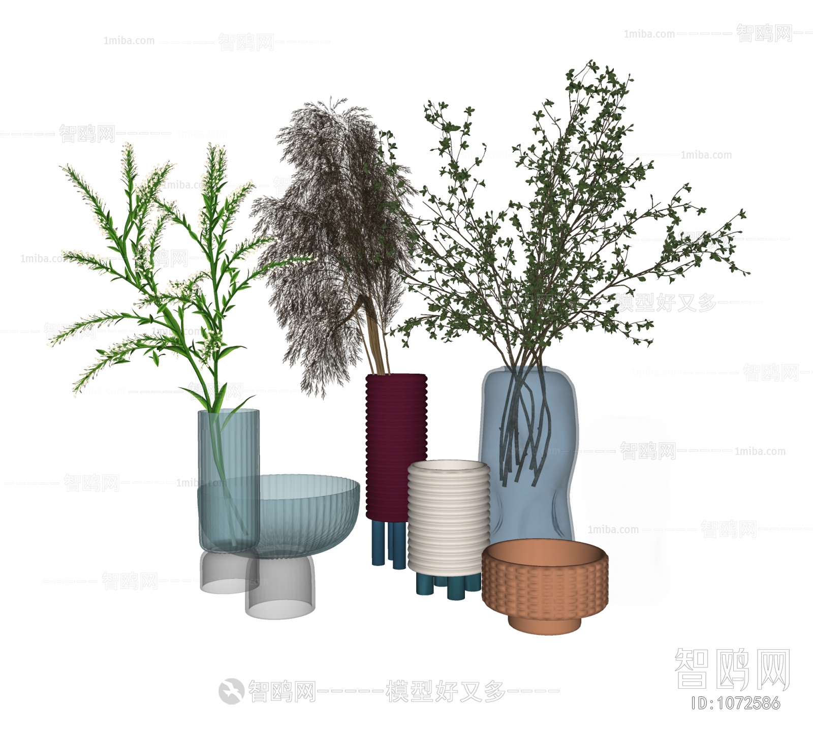 现代芦苇花瓶插花摆件