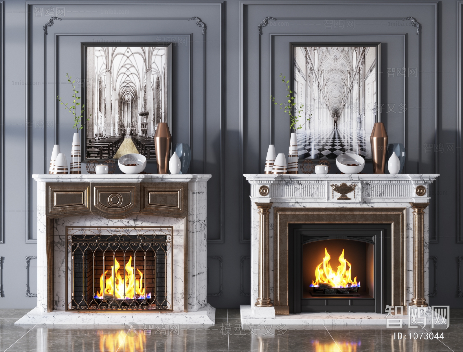 Simple European Style Fireplace