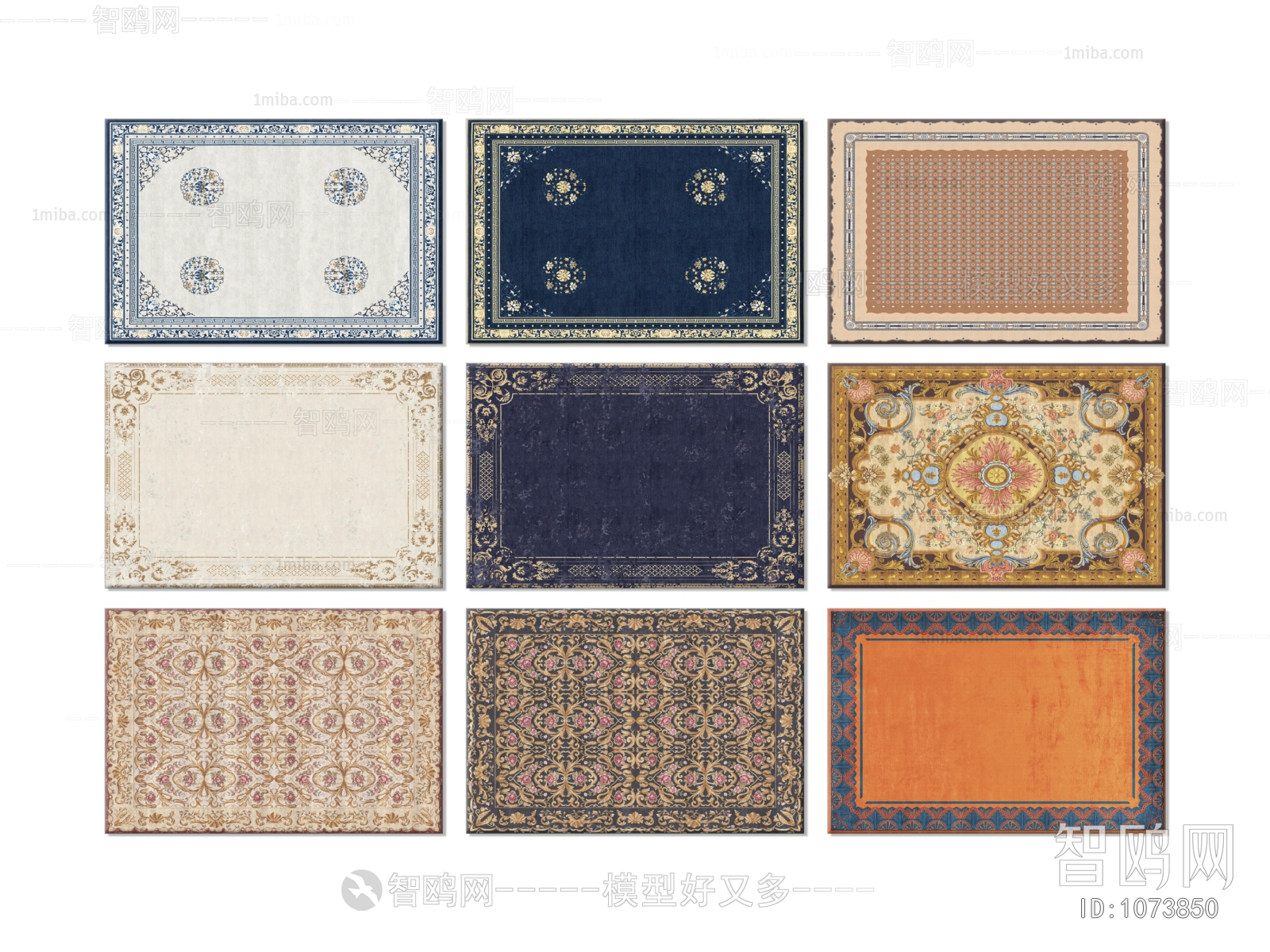 欧式方形针织地毯组合