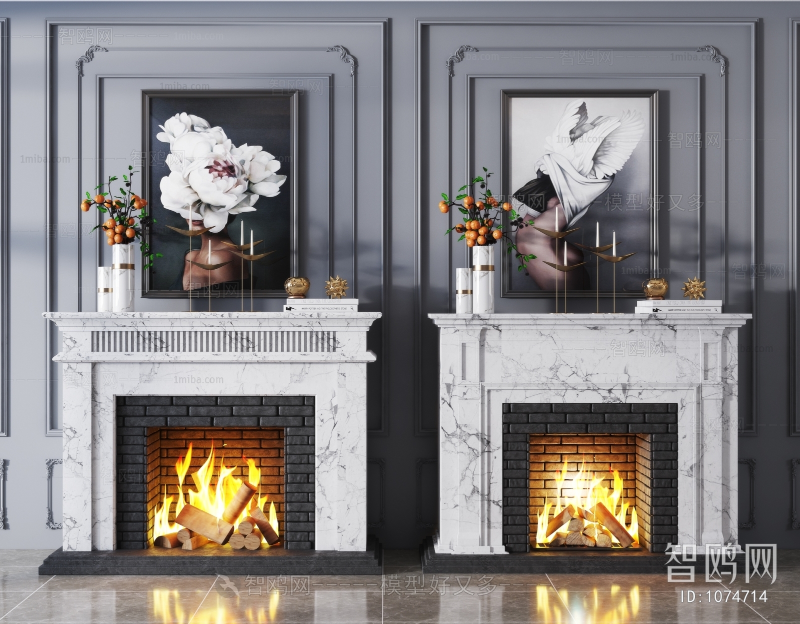 Simple European Style Fireplace