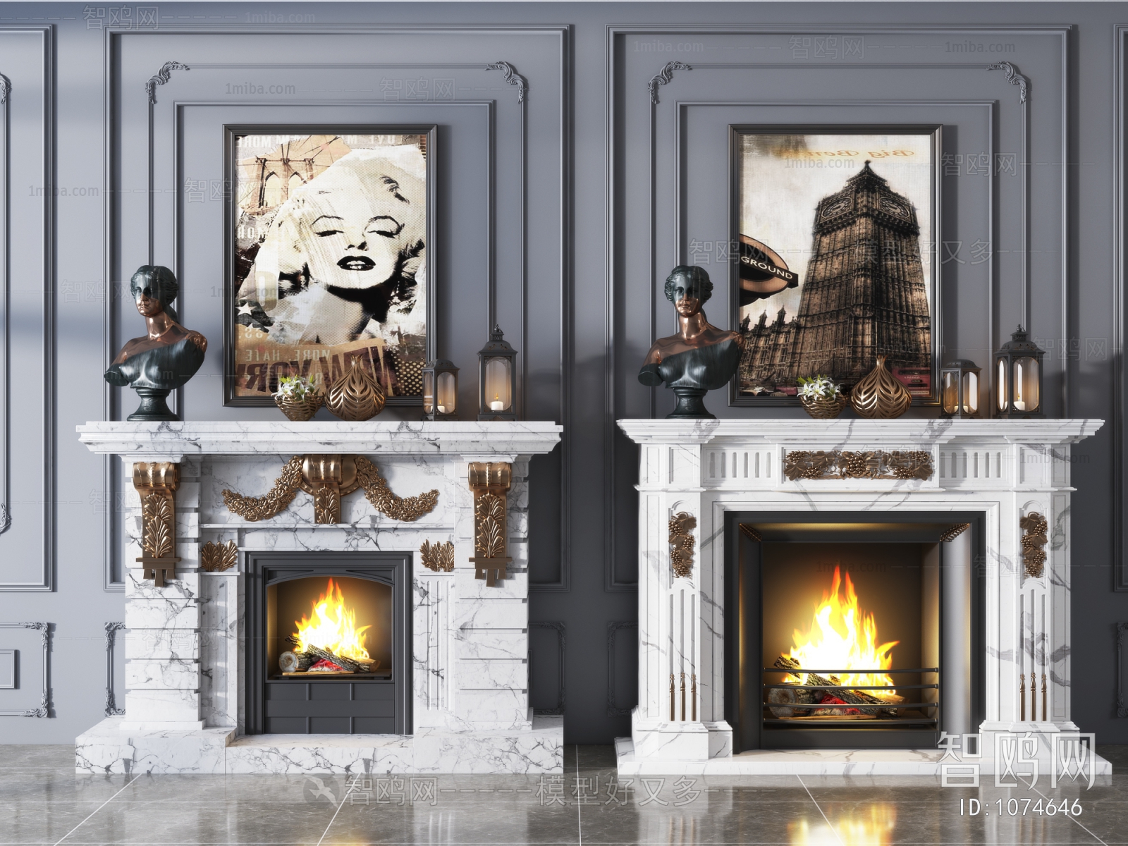 Simple European Style Fireplace